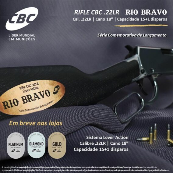 Carabina 22 rio bravo lançamento Rifle CBC Rio Bravo - Lever Action - 22 Lr 18'' (Edição Comemorativa) - Exclusiva