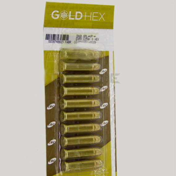 Munição CBC 38 SPL+P+ EXPO 124GR BONDED C BL Munição CBC 38 SPL+P+EXPO Gold Hex 125GR