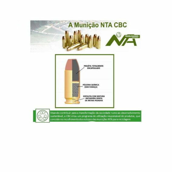 Munição CBC 40 SW EOPP 180GR NTA CXT C23 Munição CBC 40 SW EOPP 180GR NTA CXT C