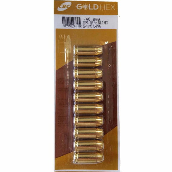 Munição CBC 40 SW EXPO 155GR GOLD HEX Munição CBC 40 SW EXPO 155GR GOLD HEX