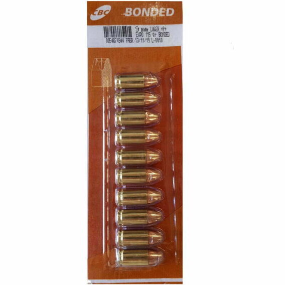 Munição CBC 9MM LGR EXPO +P+ 115GR BONDED Munição CBC 9MM LGR EXPO +P+ 115GR BONDED