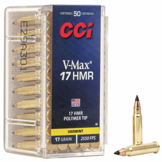 Munição CCI 17HMR V-MAX Polymer-tip 17 Grains – Cx 50 Munição CCI 17HMR V-MAX Polymer-tip 17 Grains – Cx 50