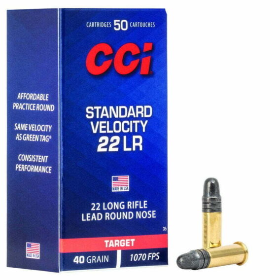 Munição CCI 22LR STANDARD VELOCITY TARGET OGIVAL 40GR – CX 50 Munição CCI 22LR STANDARD VELOCITY TARGET OGIVAL 40GR – CX 50