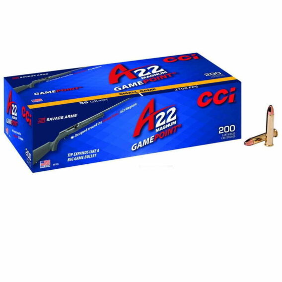 Munição CCI 22WMR MAGUM GAMEPOINT JACKETED SOFT POINT 35GR – CX200 Munição CCI 22WMR MAGUM GAMEPOINT JACKETED SOFT POINT 35GR – CX200