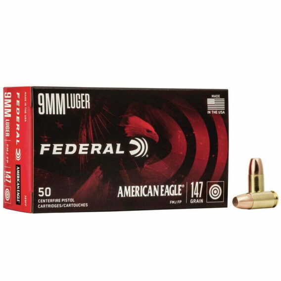 Munição FEDERAL AMERICAN EAGLE 9MM LUGER 147GR FMJ FP – Cx 50 Munição FEDERAL AMERICAN EAGLE 9MM LUGER 147GR FMJ FP – Cx 50