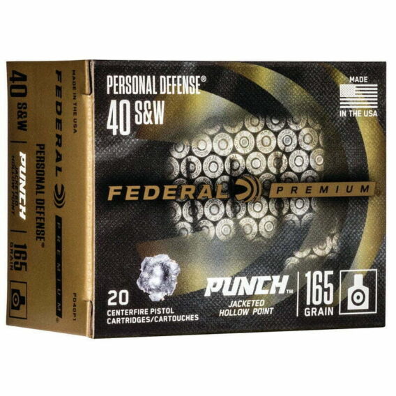 Munição FEDERAL PERSONAL DEFENSE PUNCH 40S&W HP 165 Grains – Cx 20 Munição FEDERAL PERSONAL DEFENSE PUNCH .40S&W HP 165 Grains – Cx 20