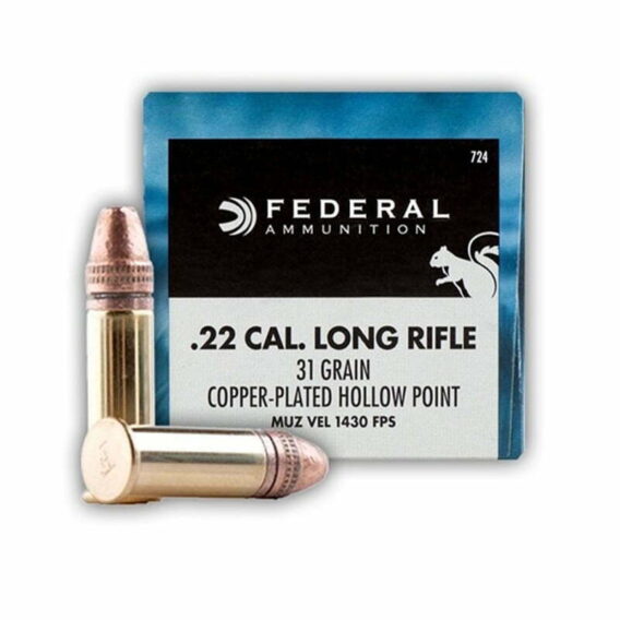 Munição Federal 22 LR GAME-SHOK COBRE PONTA OCA 31 GR – CX 50 Munição Federal 22 LR GAME-SHOK COBRE PONTA OCA 31 GR – CX 50