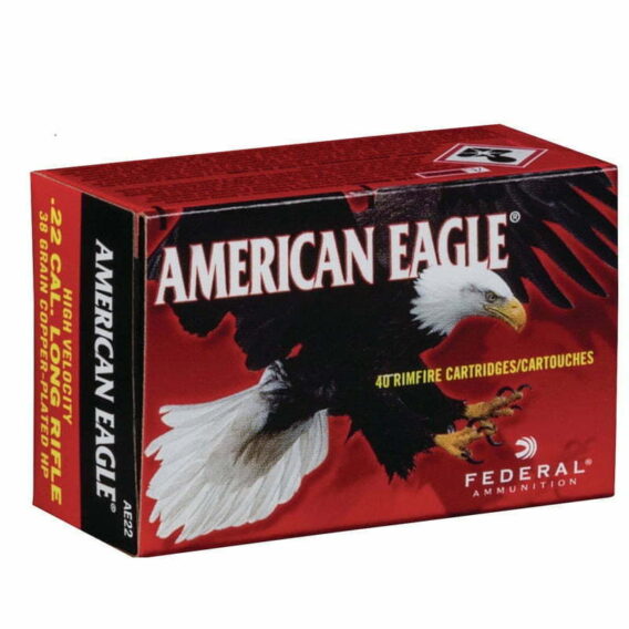 Munição Federal 22LR AMERICAN EAGLE OGIVAL 40GR – CX 50 Munição Federal 22LR AMERICAN EAGLE PONTA OCA 38GR – CX 40
