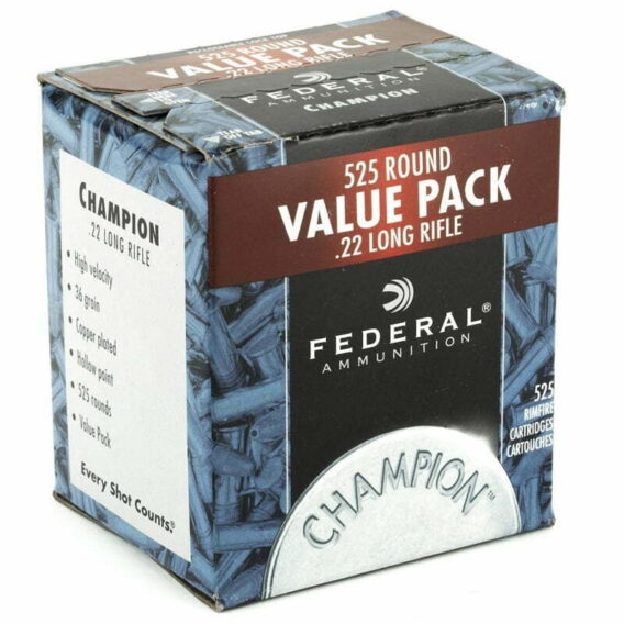 Munição Federal Cal 22 LR 36GR Champion Plated HP Cx 525 Munição Federal Cal 22 LR 36GR Champion Plated HP Cx 525