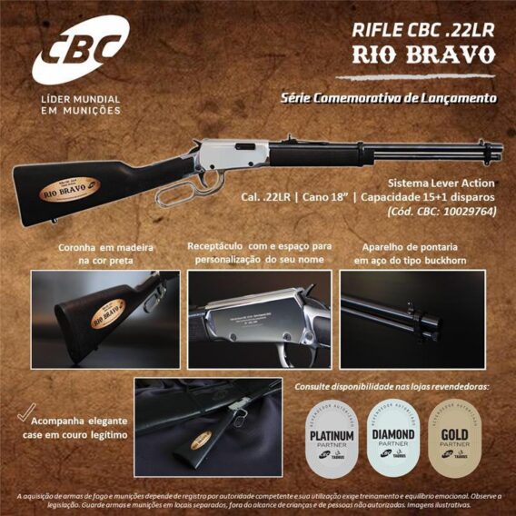 Rifle 22 rio bravo edição especial Rifle CBC Rio Bravo - Lever Action - 22 Lr 18'' (Edição Comemorativa) - Exclusiva
