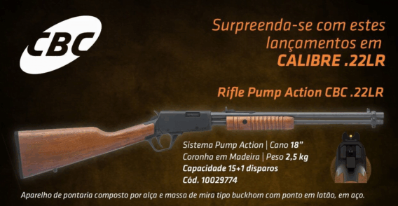 comprar rifle cbc 22 pump action gallery Rifle CBC Pump Action 22 Lr - Coronha Madeira - 15+1 Cano 18''