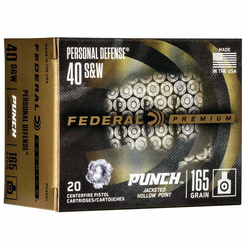 Munição FEDERAL PERSONAL DEFENSE PUNCH .40S&W HP 165 Grains – Cx 20
