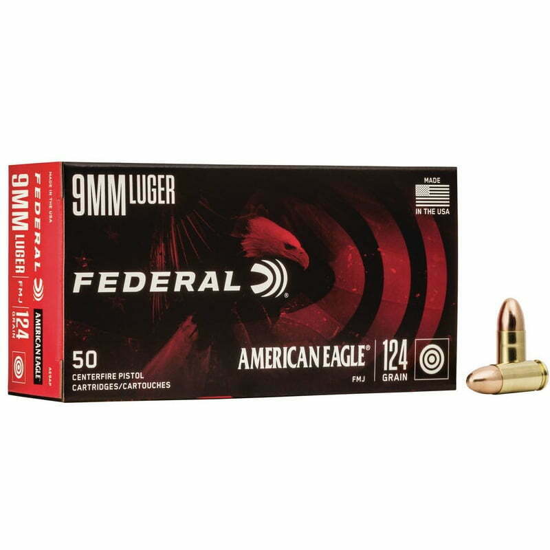 Munição Federal 9MM LUGER FMJ AMERICAN EAGLE 124 GR – CX 50
