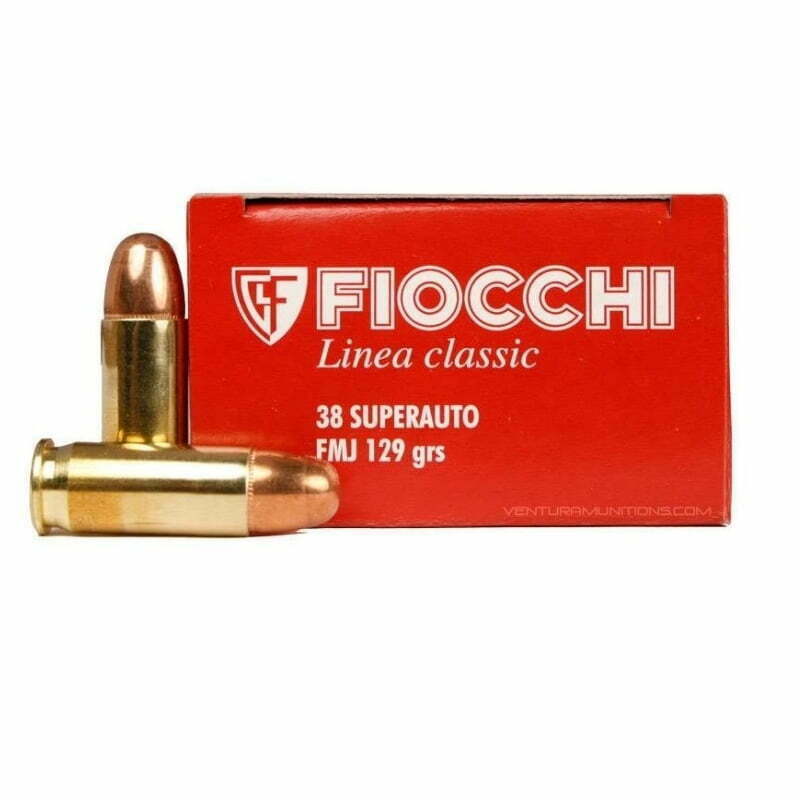 Munição Fiocchi 38 SUPER AUTO FMJ 129gr – Cx 50